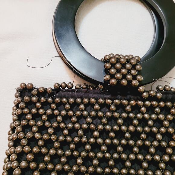 Cleobella Tanner Party black metallic beaded top handled bucket bag - Picture 2 of 7